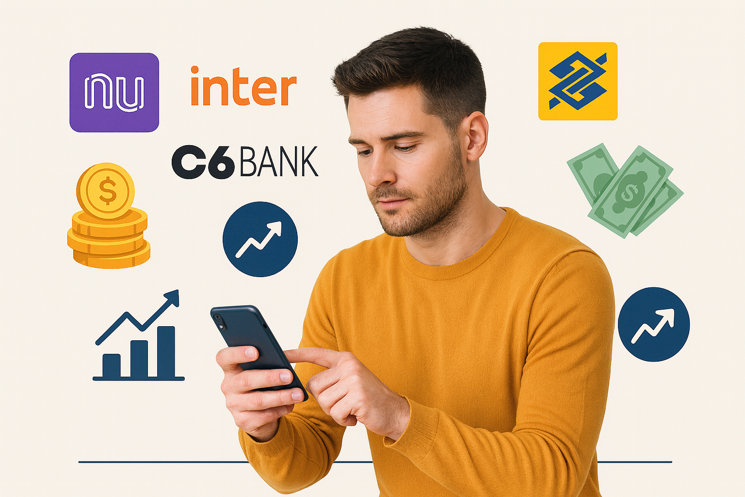 Descubra quanto rende R$ 1.000 aplicados em bancos digitais como Nubank, Inter, C6 e no tradicional Banco do Brasil em 2025. Veja o comparativo atualizado e escolha onde investir seu dinheiro com segurança e rentabilidade.